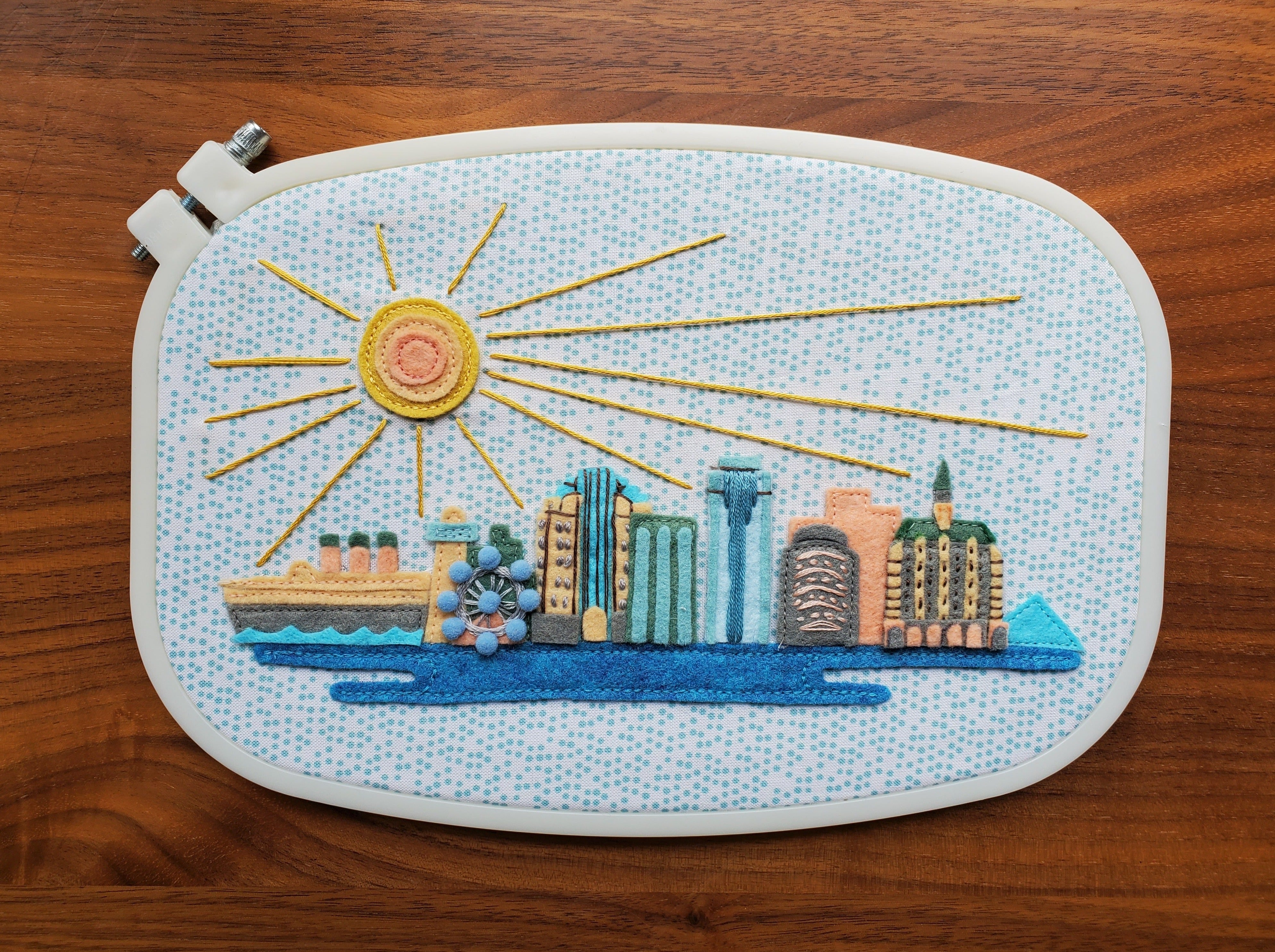 Long Beach Skyline Felt Art