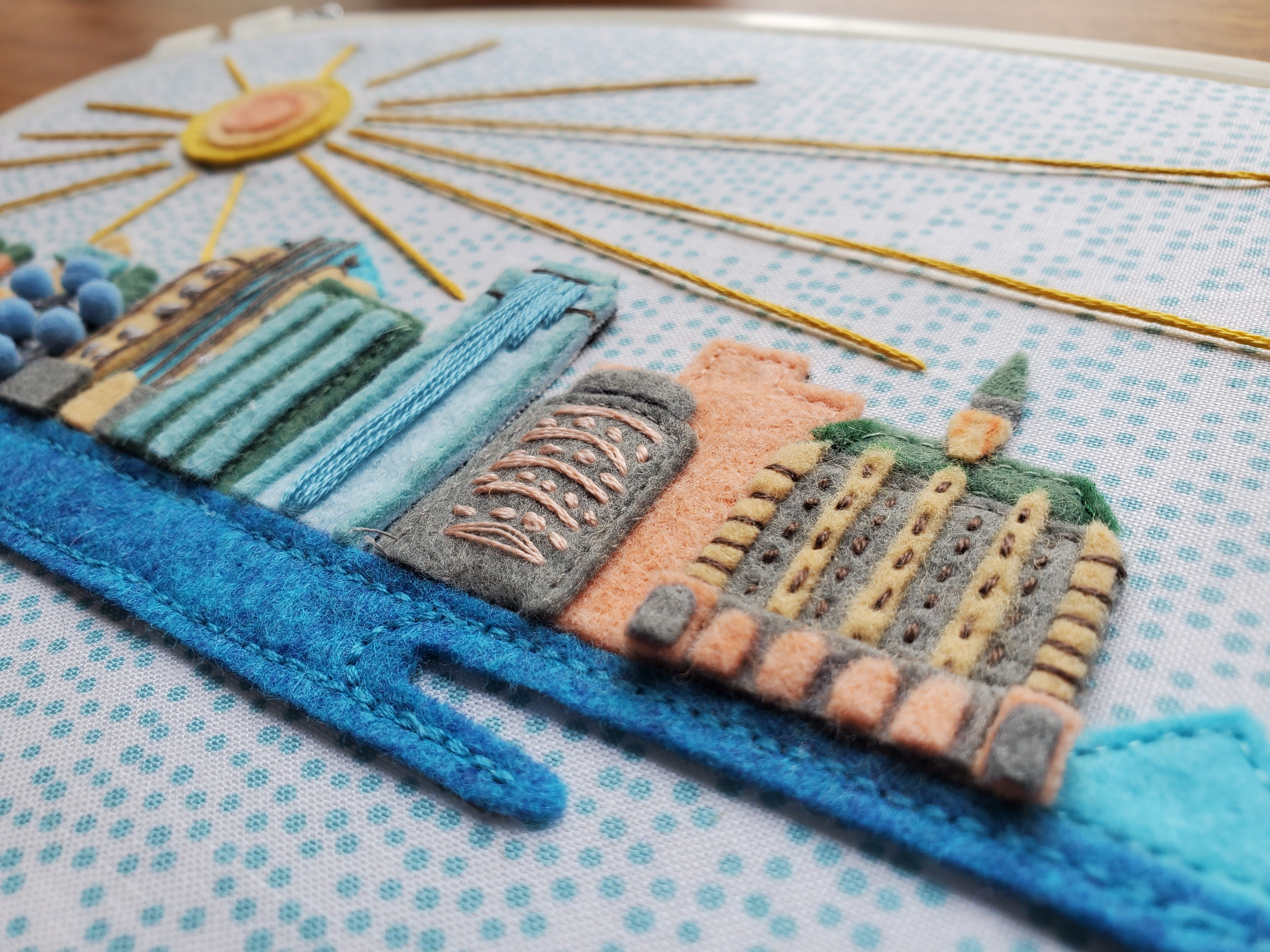 Long Beach Skyline Felt Art
