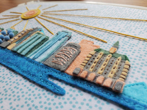 Long Beach Skyline Felt Art