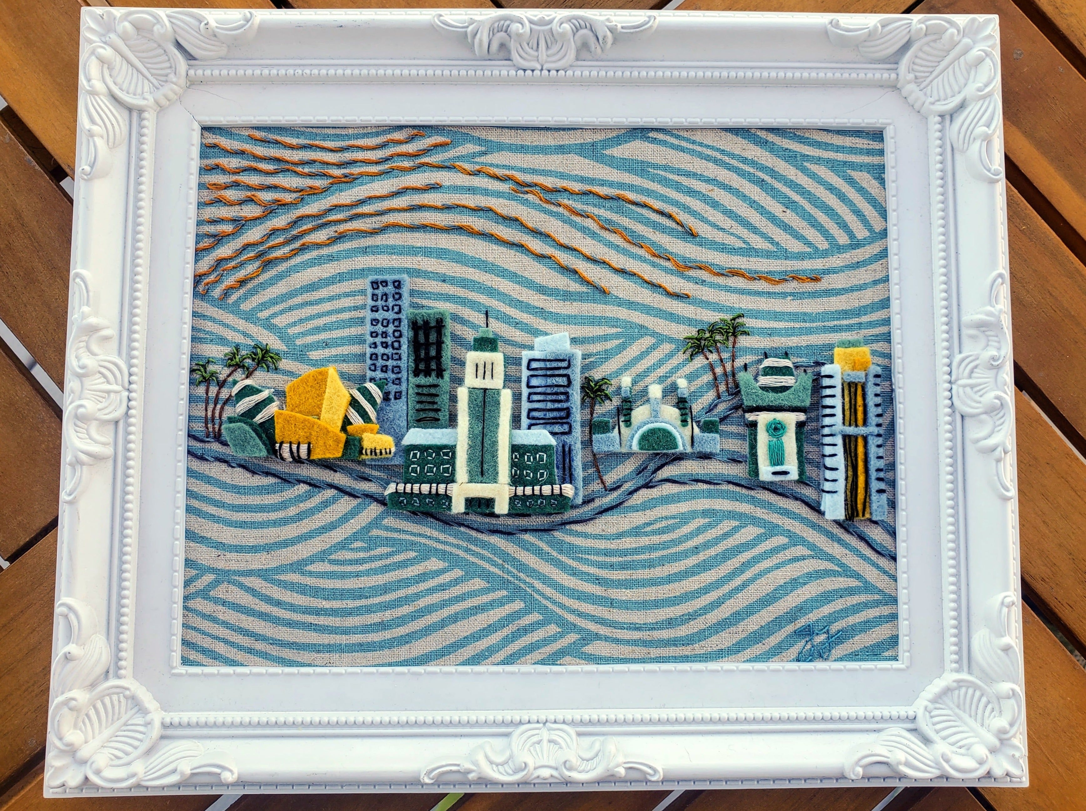 Los Angeles Skyline Felt Art